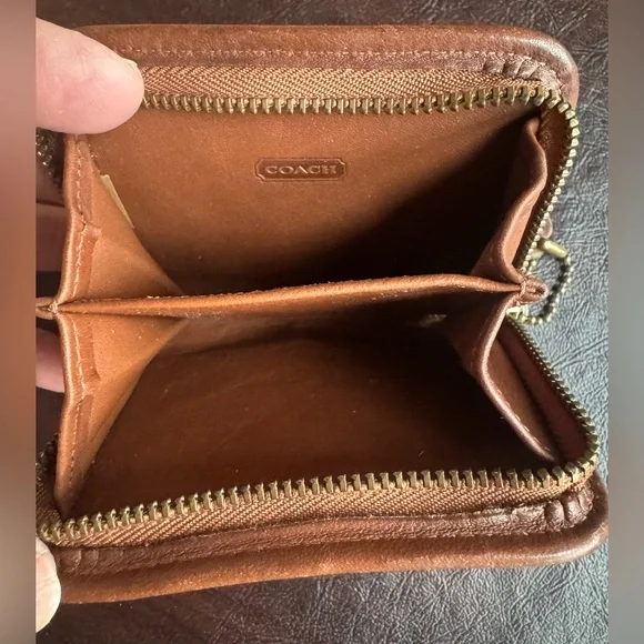 Vintage Coach Multifunction Zip Around Card Case/Wallet in British Tan - Picture 4 of 6